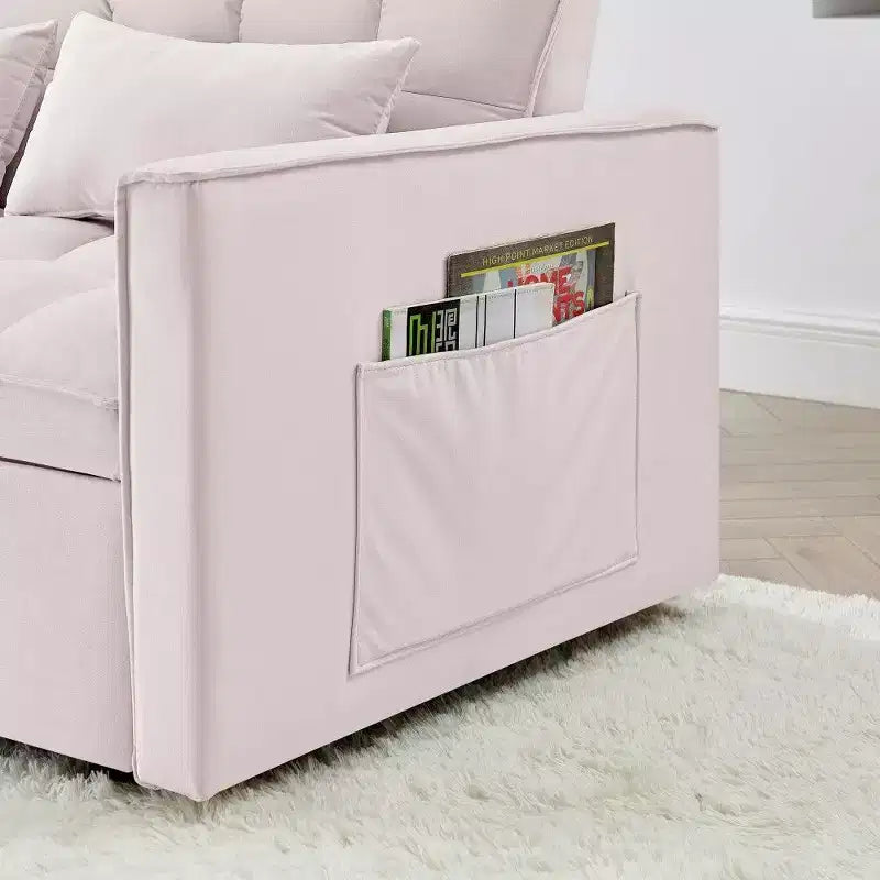TUYOHW 55.43 Cabrio Schlafsofa, Klappbares Schlafsofa mit verstellbarer Rückenlehne & Ausziehbett, Samtsofa für Wohnzimmer & kleine Räume