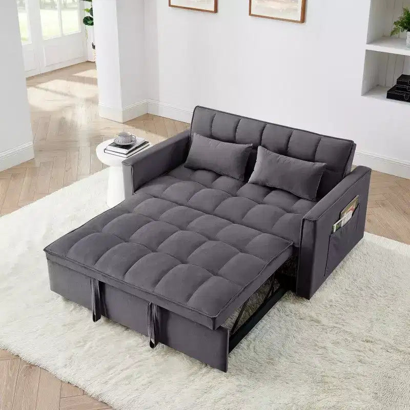 TUYOHW 55.43 Cabrio Schlafsofa, Klappbares Schlafsofa mit verstellbarer Rückenlehne & Ausziehbett, Samtsofa für Wohnzimmer & kleine Räume