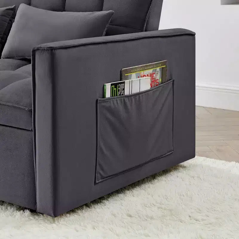 TUYOHW 55.43 Cabrio Schlafsofa, Klappbares Schlafsofa mit verstellbarer Rückenlehne & Ausziehbett, Samtsofa für Wohnzimmer & kleine Räume