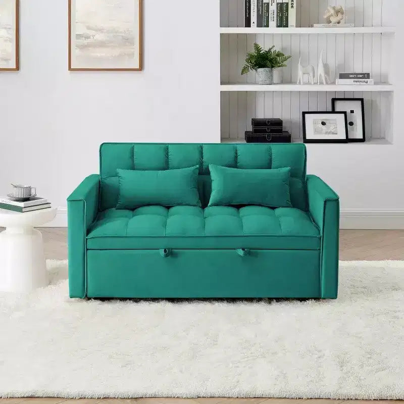TUYOHW 55.43 Cabrio Schlafsofa, Klappbares Schlafsofa mit verstellbarer Rückenlehne & Ausziehbett, Samtsofa für Wohnzimmer & kleine Räume