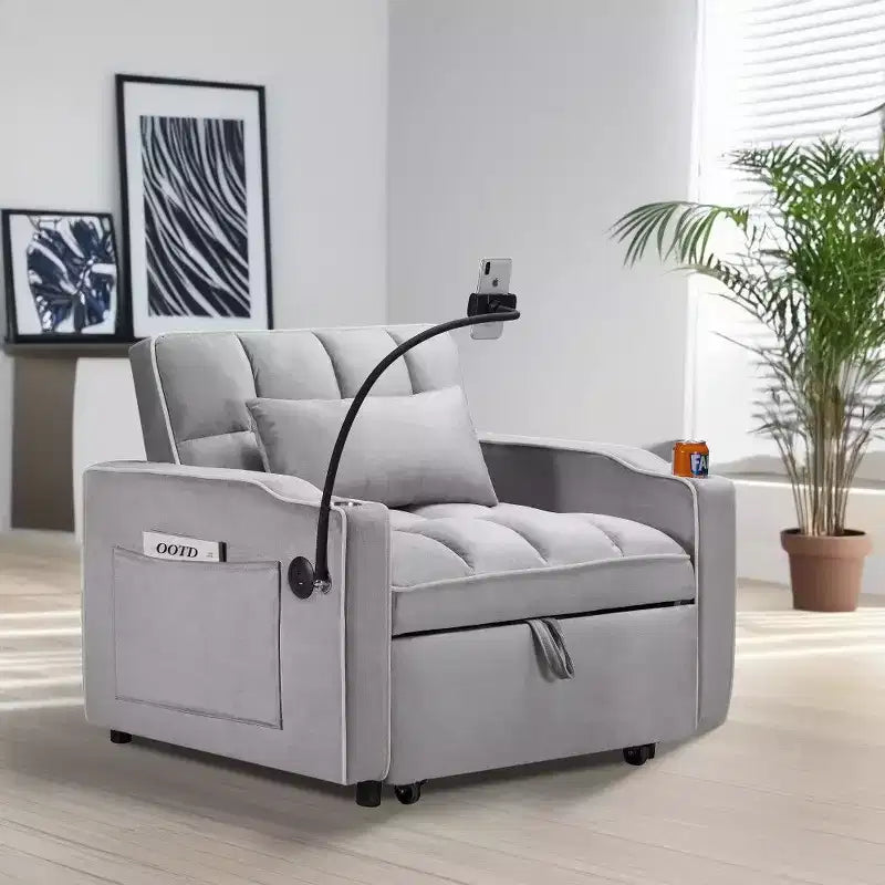 TUYOHW 55.43 Convertible Sleeper Chair,Folding Sofa Bed with Adjustable Backrest & Pull-Out Bed,Velvet Couches for Living Room& Small Space