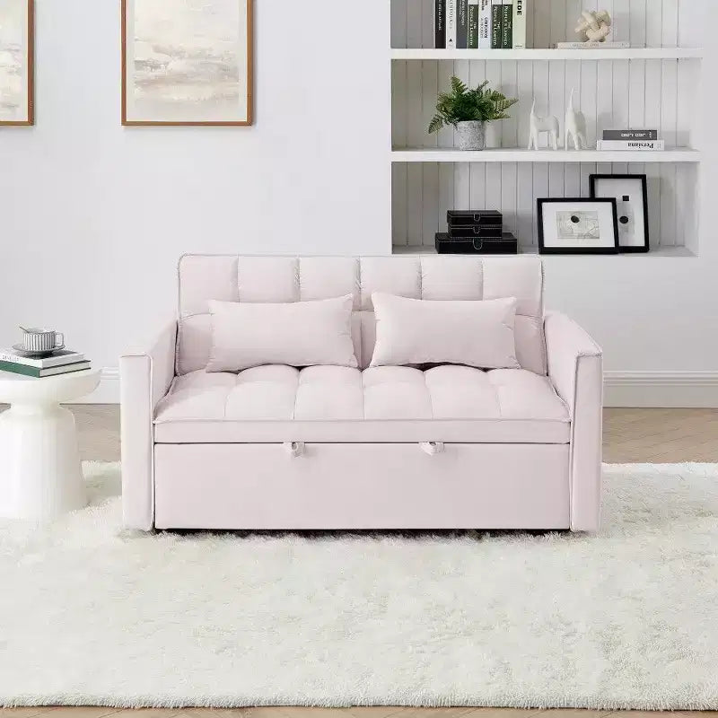 TUYOHW 55.43 Cabrio Schlafsofa, Klappbares Schlafsofa mit verstellbarer Rückenlehne & Ausziehbett, Samtsofa für Wohnzimmer & kleine Räume
