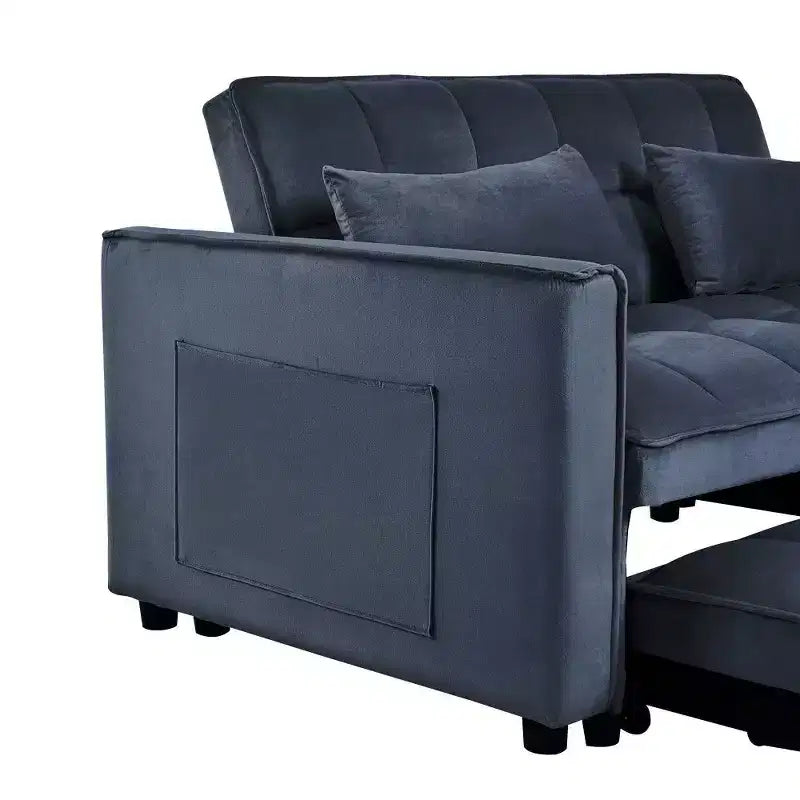 TUYOHW 3-in-1 Schlafsofa, modernes Ausziehsofa mit verstellbarer Rückenlehne und Aufbewahrungstaschen, Samt-Zweisitzer für Wohnzimmer