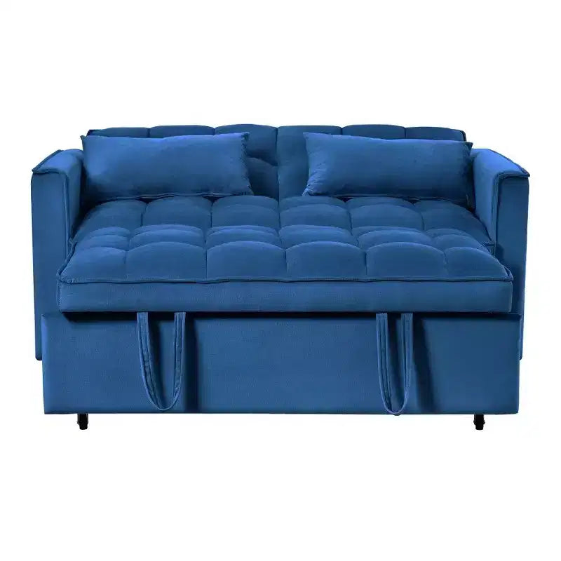 TUYOHW 3-in-1 Schlafsofa, modernes Ausziehsofa mit verstellbarer Rückenlehne und Aufbewahrungstaschen, Samt-Zweisitzer für Wohnzimmer