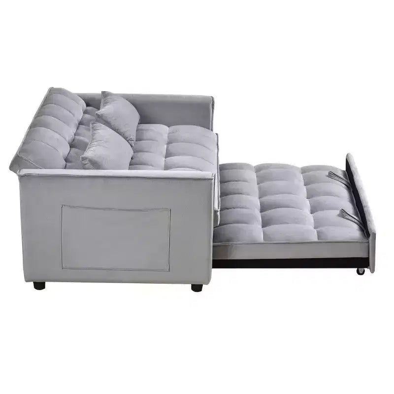 TUYOHW 3-in-1 Schlafsofa, modernes Ausziehsofa mit verstellbarer Rückenlehne und Aufbewahrungstaschen, Samt-Zweisitzer für Wohnzimmer