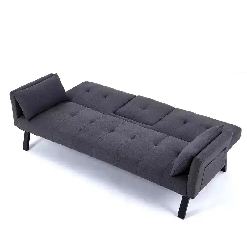TUYOHW 70" klappbares Schlafsofa mit Getränkehalter & Seitenablage, Baumwoll-Leinen-Schlafsofa für kleine Räume