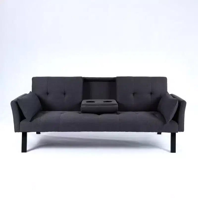 TUYOHW 70" klappbares Schlafsofa mit Getränkehalter & Seitenablage, Baumwoll-Leinen-Schlafsofa für kleine Räume