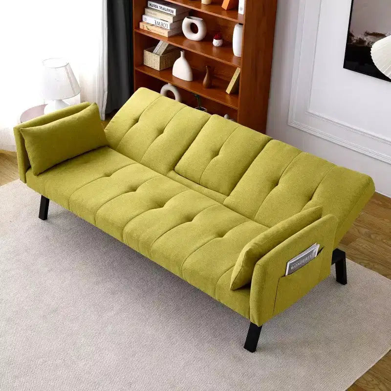 TUYOHW 70" klappbares Schlafsofa mit Getränkehalter & Seitenablage, Baumwoll-Leinen-Schlafsofa für kleine Räume