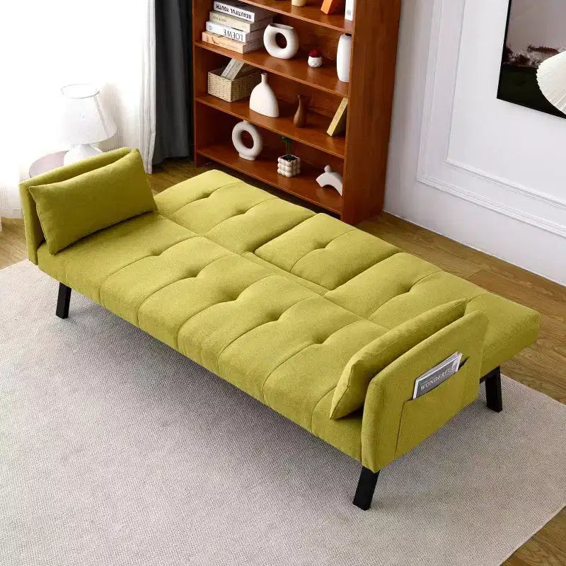 TUYOHW 70" klappbares Schlafsofa mit Getränkehalter & Seitenablage, Baumwoll-Leinen-Schlafsofa für kleine Räume