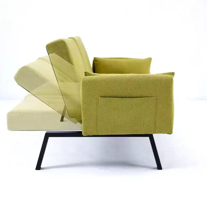 TUYOHW 70" klappbares Schlafsofa mit Getränkehalter & Seitenablage, Baumwoll-Leinen-Schlafsofa für kleine Räume