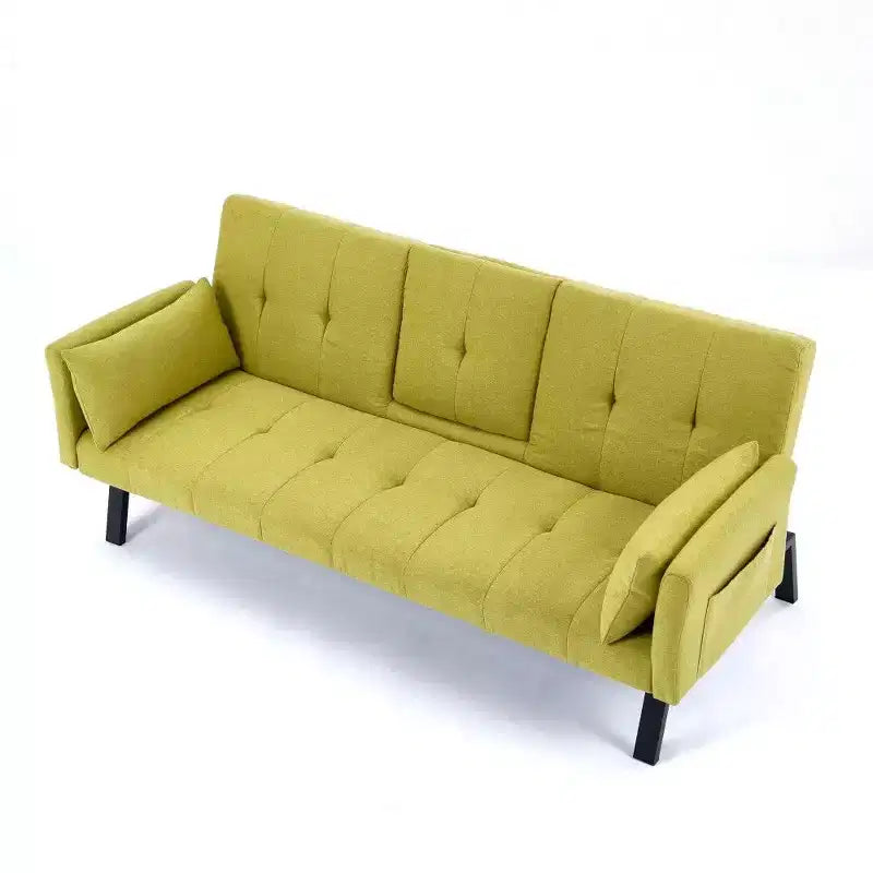 TUYOHW 70" klappbares Schlafsofa mit Getränkehalter & Seitenablage, Baumwoll-Leinen-Schlafsofa für kleine Räume