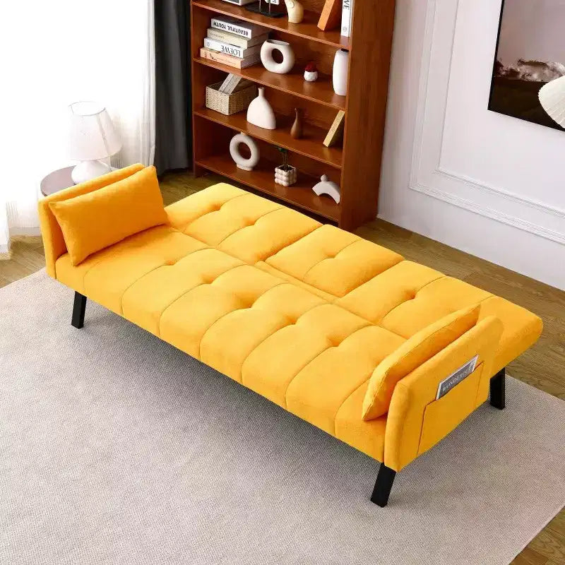 TUYOHW 70" klappbares Schlafsofa mit Getränkehalter & Seitenablage, Baumwoll-Leinen-Schlafsofa für kleine Räume