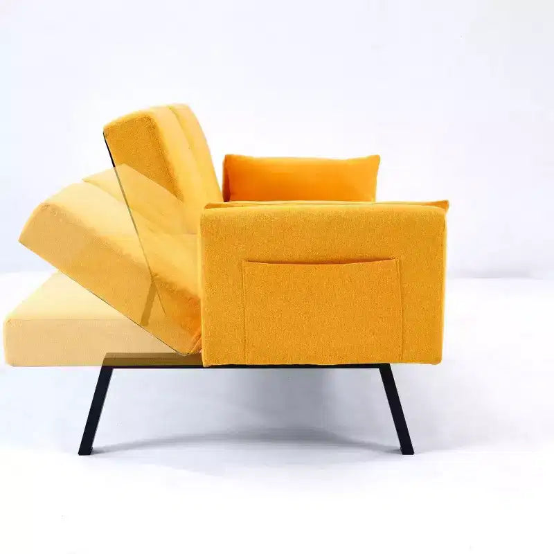 TUYOHW 70" klappbares Schlafsofa mit Getränkehalter & Seitenablage, Baumwoll-Leinen-Schlafsofa für kleine Räume