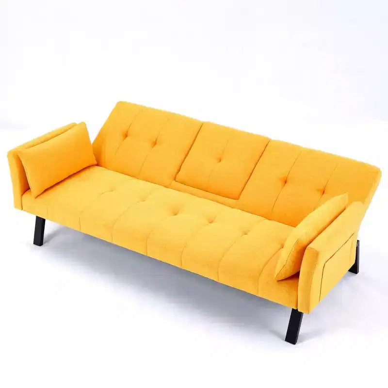 TUYOHW 70" klappbares Schlafsofa mit Getränkehalter & Seitenablage, Baumwoll-Leinen-Schlafsofa für kleine Räume