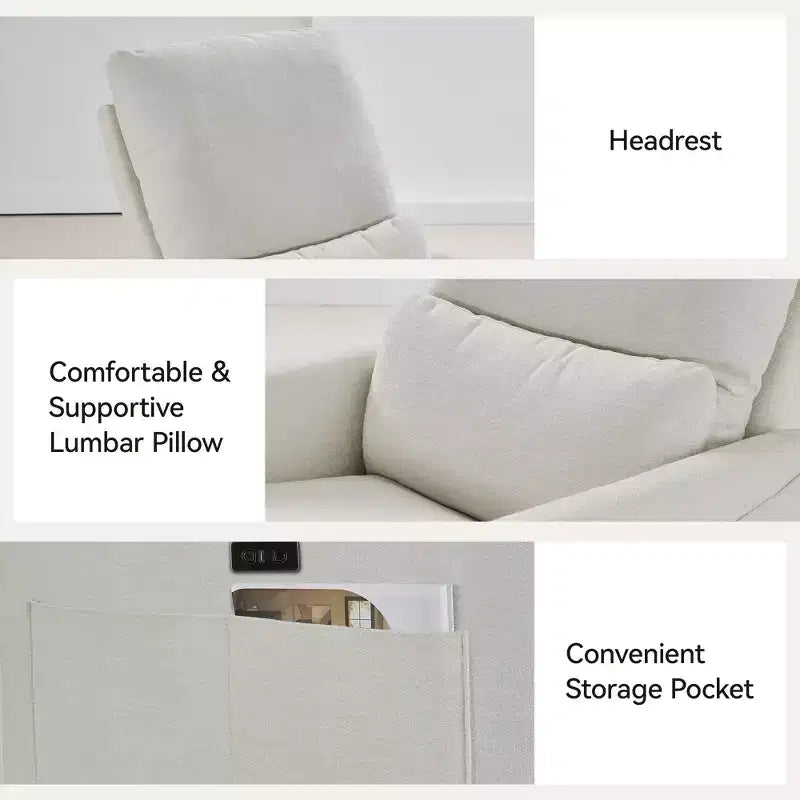 Dyonery Power Swivel Rocker Relaxsofa, kleines elektrisches Relaxsofa mit USB- & Typ-C-Anschlüssen, Gleitsessel für Kinderzimmer mit Lordosenstütze