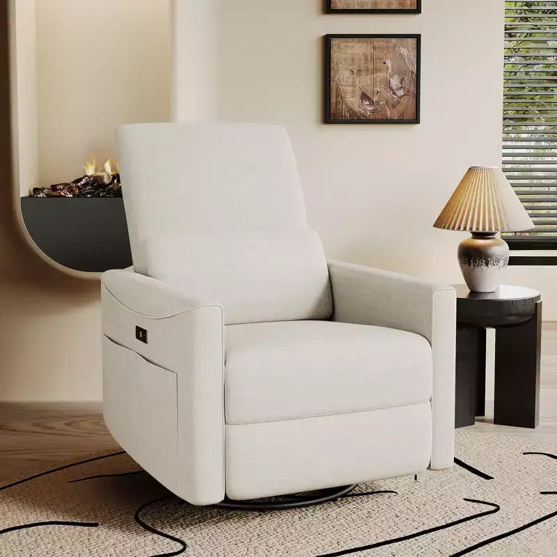 Dyonery Power Swivel Rocker Relaxsofa, kleines elektrisches Relaxsofa mit USB- & Typ-C-Anschlüssen, Gleitsessel für Kinderzimmer mit Lordosenstütze