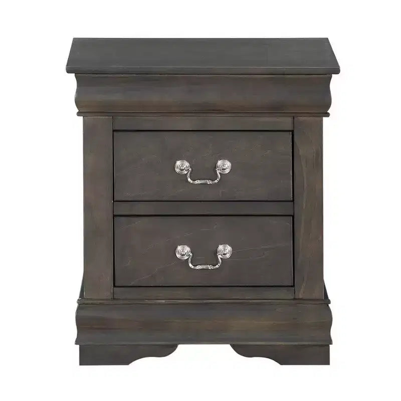 Royal Hampton Nachttisch im traditionellen Stil, Holz, mit zwei Schubladen und Metallgriffen, Dunkelgrau