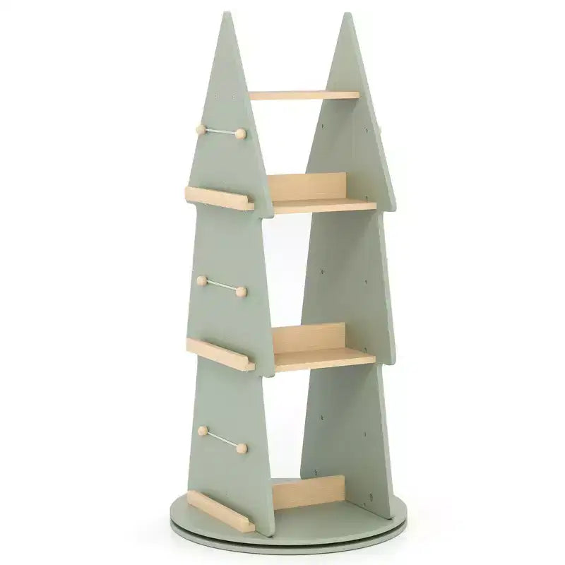 Costway Kinder drehbares Bücherregal, 4-stöckig, Baumform, drehbarer Bücherständer, 360°-Display-Regal
