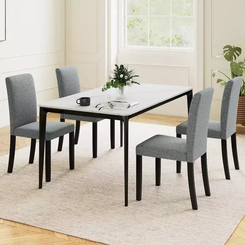 Costway Esszimmerstuhl-Set, 4-teilig, Stoffbezug, Mid-Century Modern, Parson-Stühle