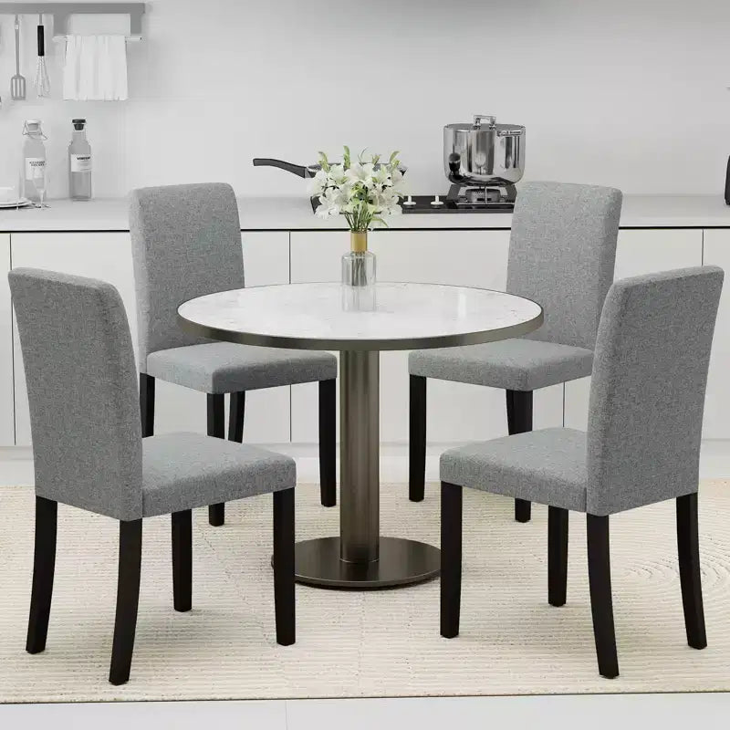 Costway Esszimmerstuhl-Set, 4-teilig, Stoffbezug, Mid-Century Modern, Parson-Stühle