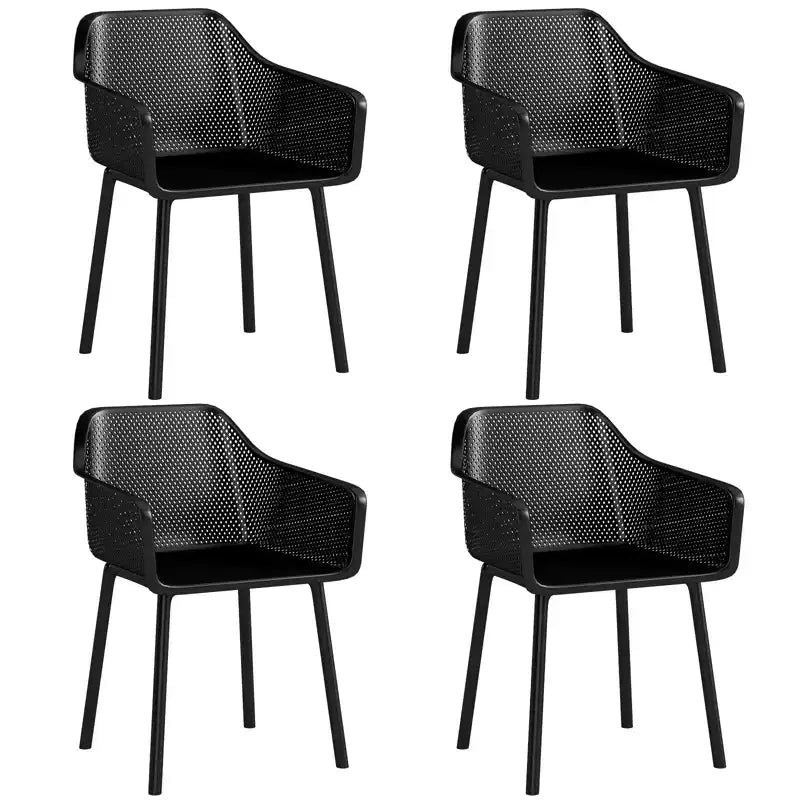 Costway 4 PCS Modern Plastic Dining Chairs Kitchen Armchairs w/ Breathable Mesh Backrest