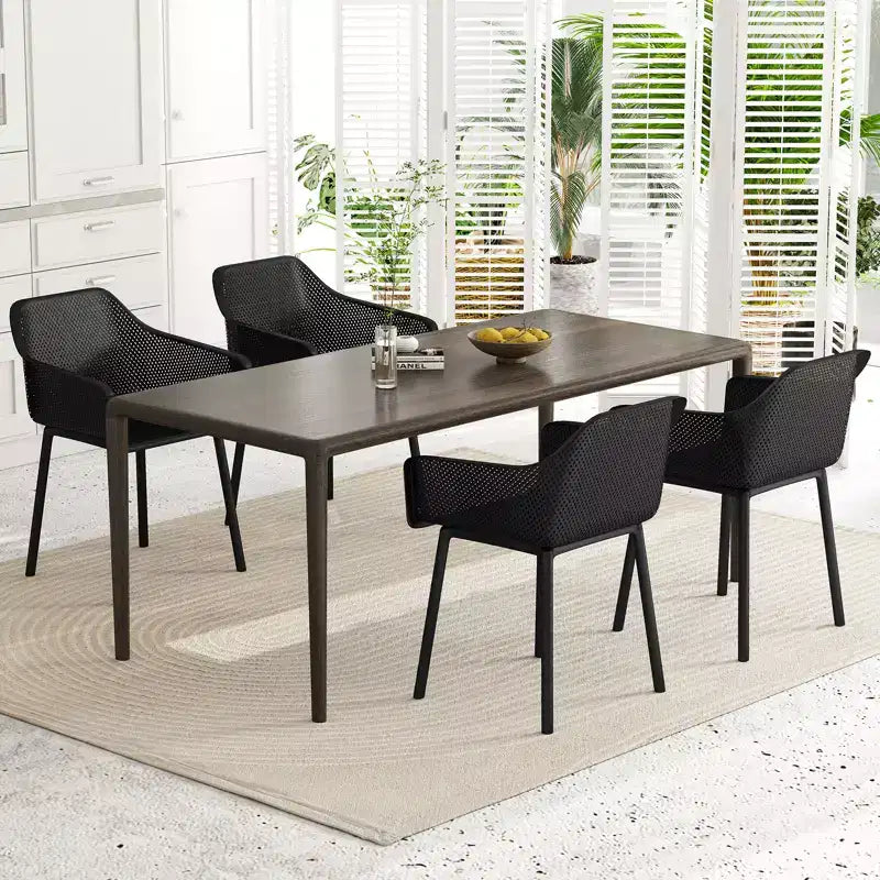 Costway 4er-Set Moderne Esszimmerstühle aus Kunststoff Küchenstühle mit atmungsaktiver Netzrückenlehne