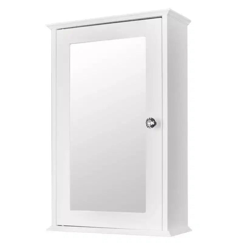 Karl Home Single Door Mirror Indoor Bathroom Wall Mounted Cabinet Shelf White