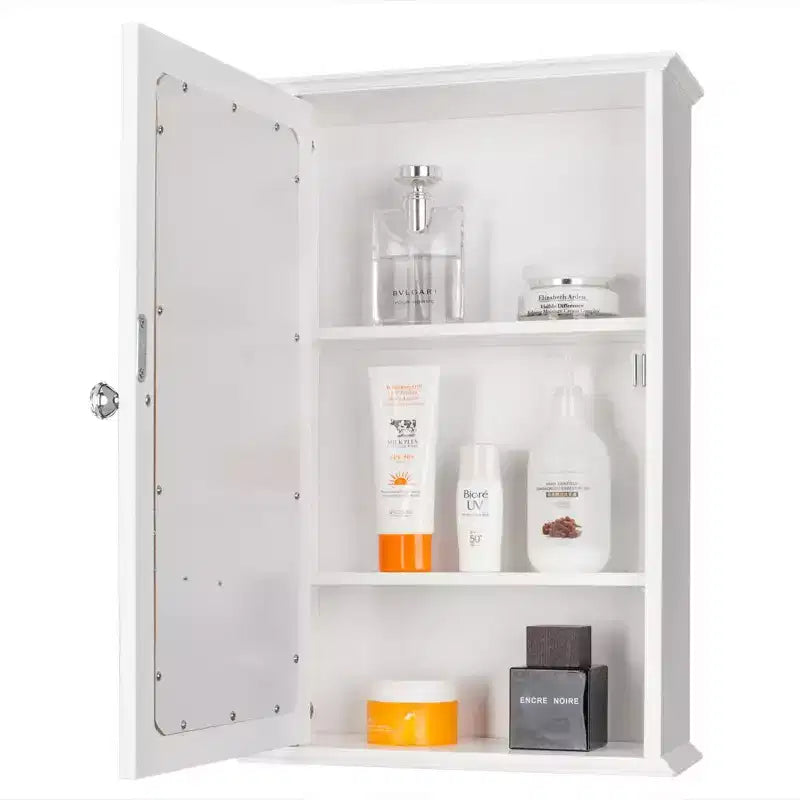 Karl Home Wandspiegel-Badschrank mit einer Tür, innen, weiß