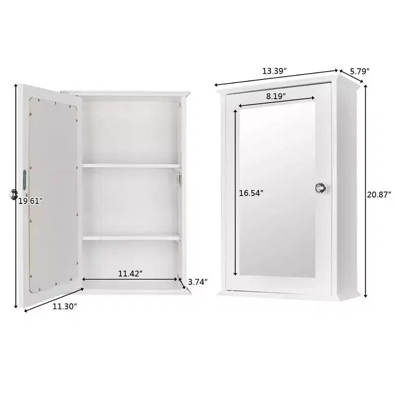 Karl Home Wandspiegel-Badschrank mit einer Tür, innen, weiß