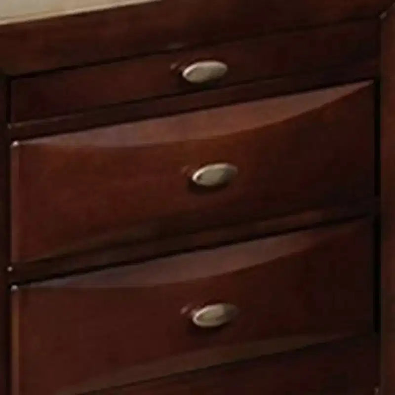 Nachttisch Royal Hampton, geräumige Platte, Nickel, 3 Schubladen, Kirschbraunes Massivholz