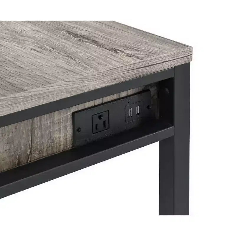 Royal Hampton Schreibtisch mit integriertem USB-Anschluss, helle Eiche im Used-Look und Schwarz