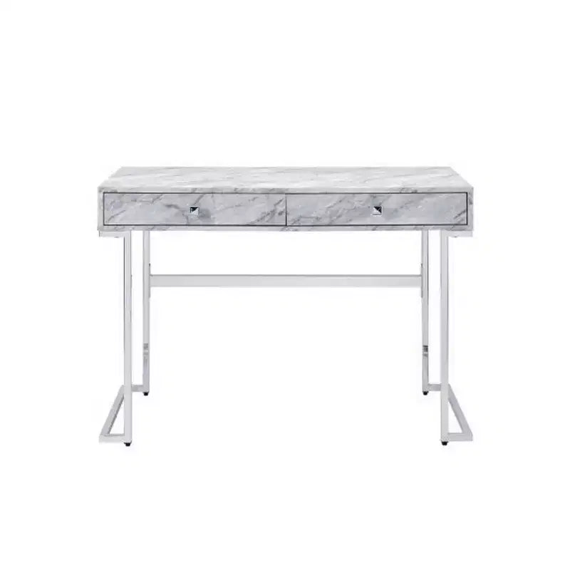 Schreibtisch Royal Hampton mit 2 Schubladen und Marmor-Optik, Grau