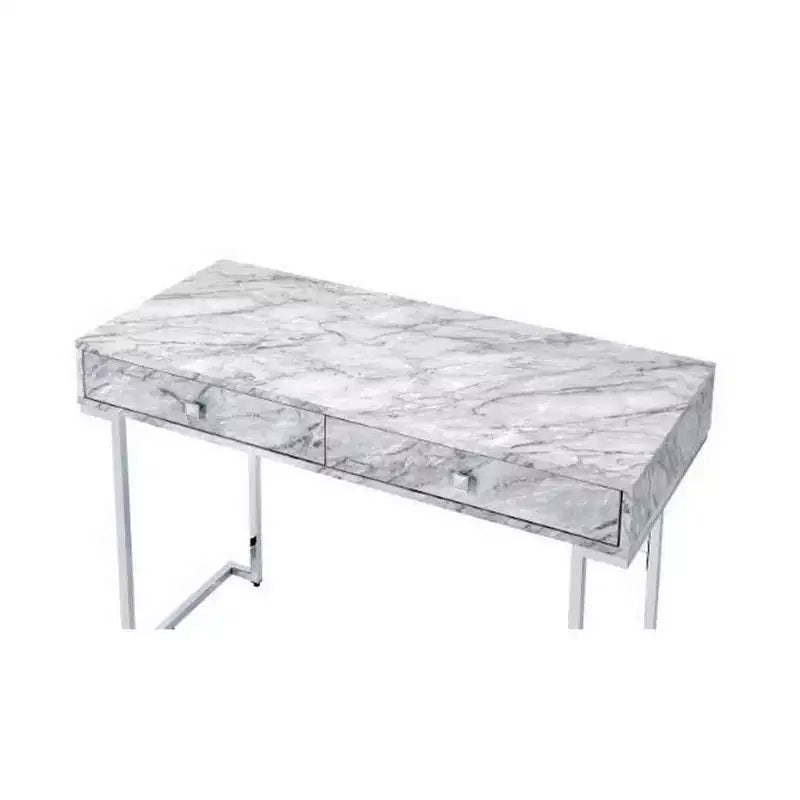 Schreibtisch Royal Hampton mit 2 Schubladen und Marmor-Optik, Grau
