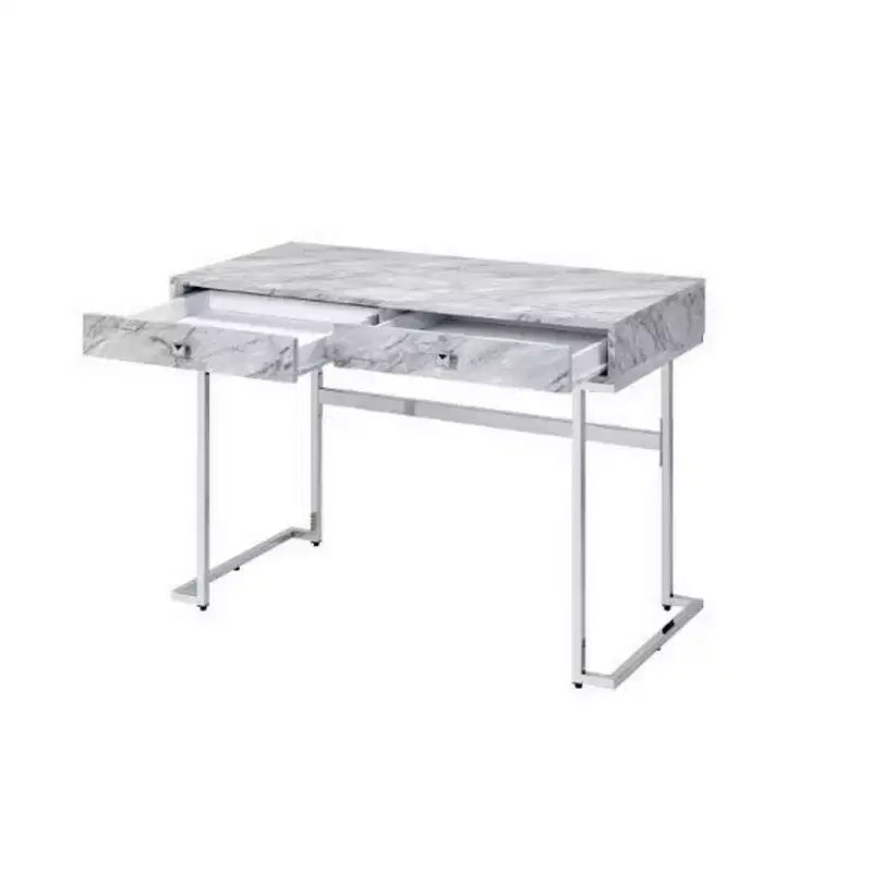 Schreibtisch Royal Hampton mit 2 Schubladen und Marmor-Optik, Grau