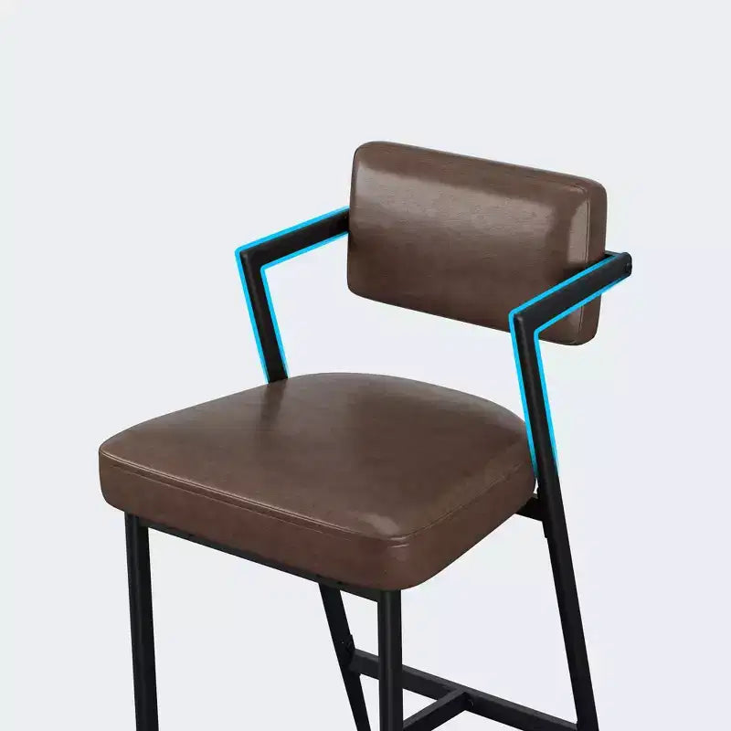 Barhocker 2er-Set, hohe Barstühle mit dicker Polsterung und verdickten Metallbeinen, gepolsterte Thekenhocker mit Rückenlehne und Fußstütze