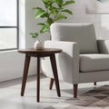 Homy Casa Solid Acacia Wood Round End Table, Small Space Accent Table, Dark Brown