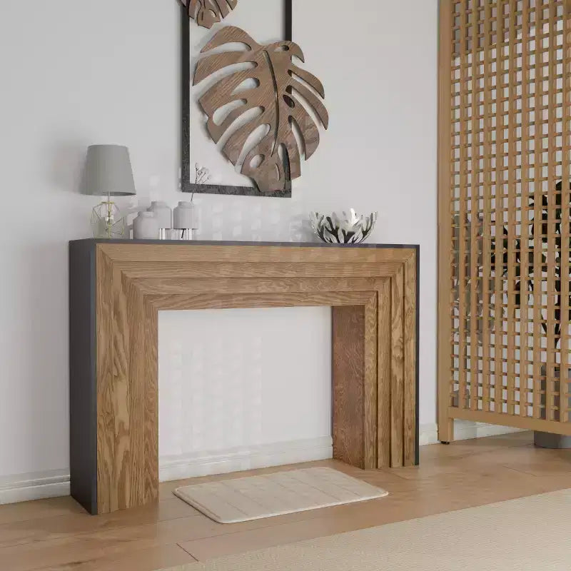 Moderne schmale Konsolentisch aus Holz mit schwarzer Holzmaserung, schlanker Akzenttisch für den Flur oder hinter dem Sofa - Panipeachy