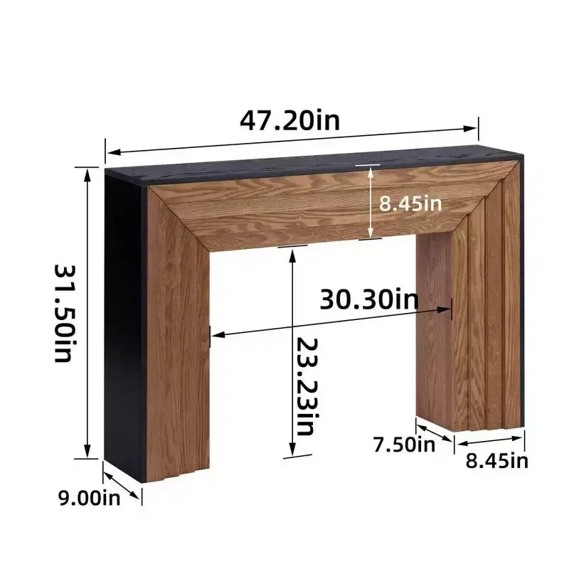 Moderne schmale Konsolentisch aus Holz mit schwarzer Holzmaserung, schlanker Akzenttisch für den Flur oder hinter dem Sofa - Panipeachy