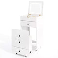 Costway Vanity Table Set Adjustable Flip-up LED Mirror Large Storage Movable Casters
