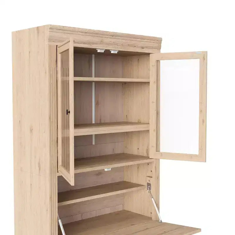 Whisen 78 Freistehende Küchenspeisekammer, hoher Schrank mit verstellbaren Einlegeböden, 3 Schubladen