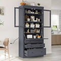 Whisen 78 Freestanding Kitchen Pantry, Tall Cupboard Storage Cabinet with Adjustable Shelves, 3-Drawers