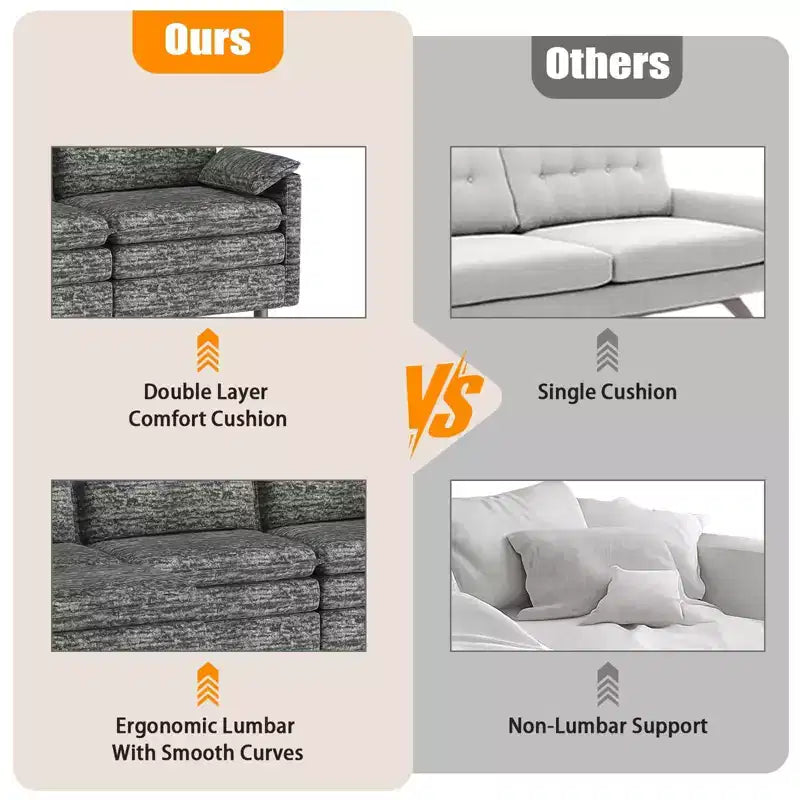 108 Modularer Sektionssofa Cloud Couch, gemütliches Cloud Sofa mit beweglichem Ottoman, modernes Chenille L-förmiges modulares Sofa Ottoman, Sektionssofa für Wohnungen