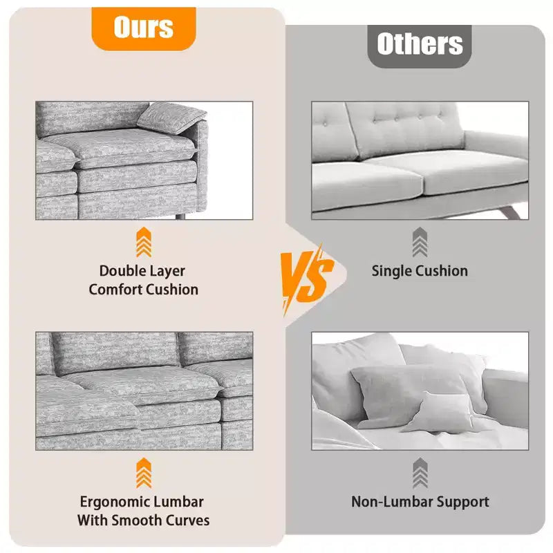 108 Modularer Sektionssofa Cloud Couch, gemütliches Cloud Sofa mit beweglichem Ottoman, modernes Chenille L-förmiges modulares Sofa Ottoman, Sektionssofa für Wohnungen
