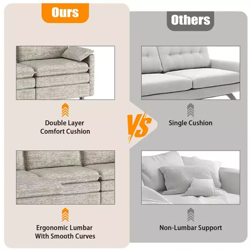 108 Modularer Sektionssofa Cloud Couch, gemütliches Cloud Sofa mit beweglichem Ottoman, modernes Chenille L-förmiges modulares Sofa Ottoman, Sektionssofa für Wohnungen