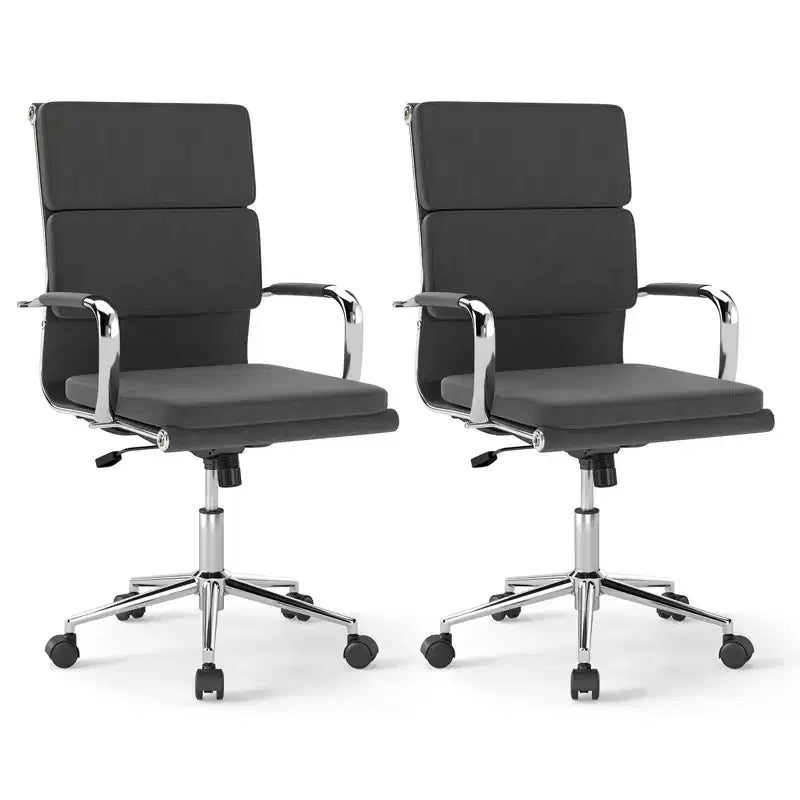 Costway 2PCS Ergonomic Office Desk Chair w/Rocking Backrest Zippered Covers for Home