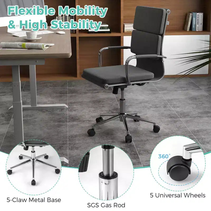 Costway 2er-Set ergonomischer Bürostuhl mit Wippfunktion und abnehmbaren Bezügen für Zuhause