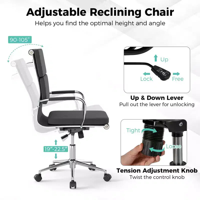 Costway 2er-Set ergonomischer Bürostuhl mit Wippfunktion und abnehmbaren Bezügen für Zuhause