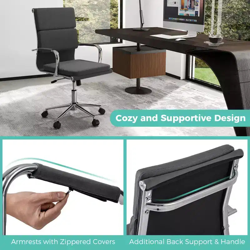 Costway 2er-Set ergonomischer Bürostuhl mit Wippfunktion und abnehmbaren Bezügen für Zuhause