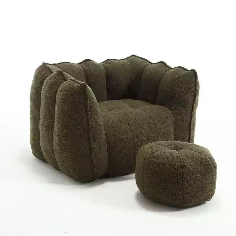 Sitzsack mit Ottomane, moderner Chenille-Quadratsofa-Sessel, weiche Sitzsack-Couch mit Fußhocker für Wohnzimmer, Schlafzimmer, Apartment, Studentenwohnheim