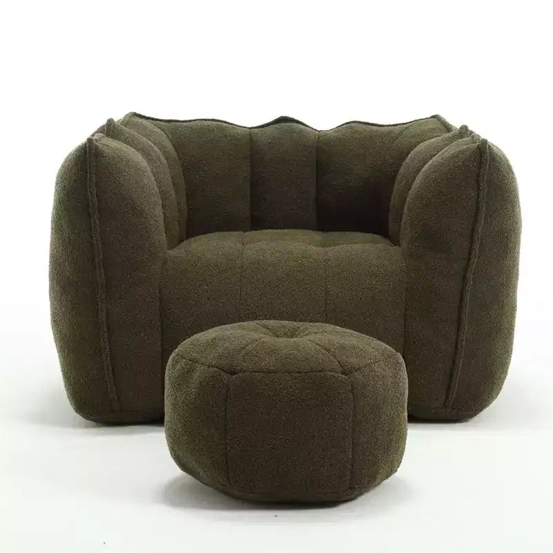 Sitzsack mit Ottomane, moderner Chenille-Quadratsofa-Sessel, weiche Sitzsack-Couch mit Fußhocker für Wohnzimmer, Schlafzimmer, Apartment, Studentenwohnheim